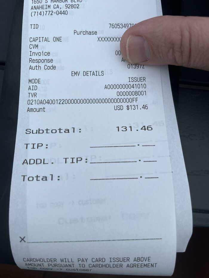 Tipping Culture Is Getting Out Of Hand. Normal Tip Line With A Second Additional Tip Area