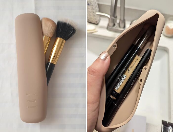 Organize Your Makeup Essentials Effortlessly With The Feryes Silicon Brush And Makeup Holder - A Travel Must-Have!