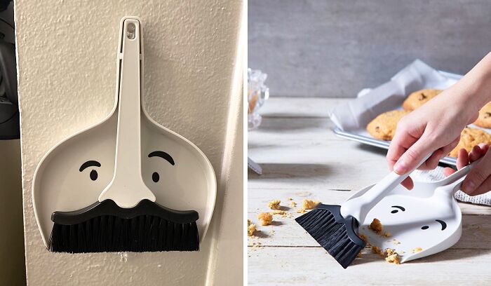 Whisker Away Dust: The Quirky Mustache Dustpan & Brush For Easy Cleans!