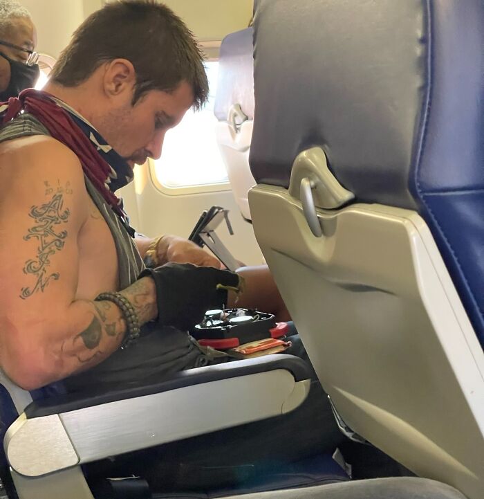 Man On My Southwest Flight Tying Battery Wires Together Mid-Flight