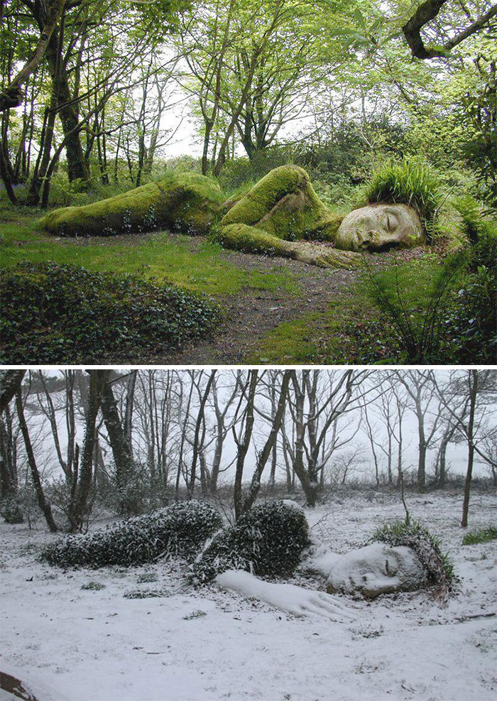 The Mud Maid Is A Living Sculpture By Sue Hill At The Lost Gardens Of Heligan, Cornwall, UK. Depending On The Season, The Mud Maid’s ‘Hair’ And ‘Clothes’ Change When The Seasonal Plants And Moss Grow Over The Sculpture