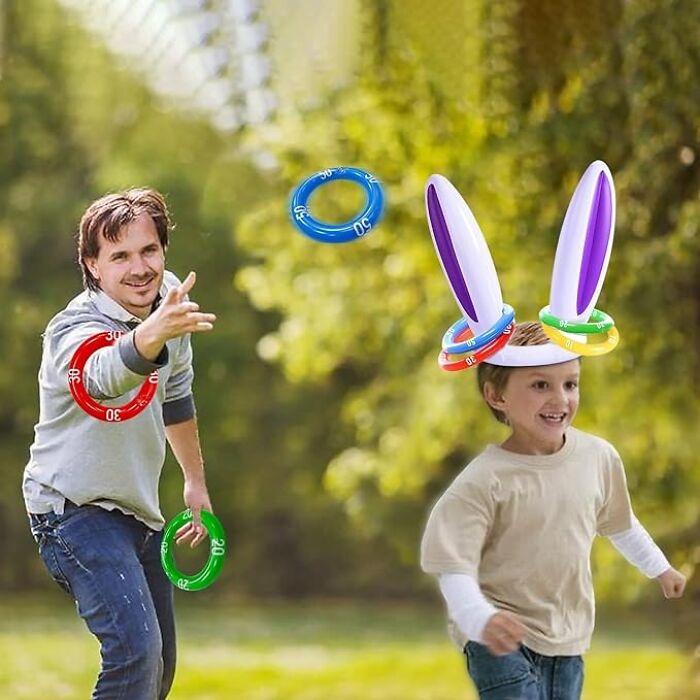 Hop To The Fun: 2 Pack Easter Bunny Ears Ring Toss Party Games!