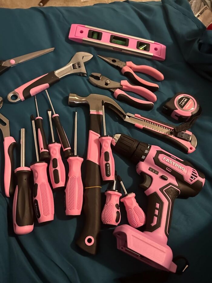 Power Up In Pink: Cordless Lithium-Ion Drill Driver & Tool Set For Home Glam!