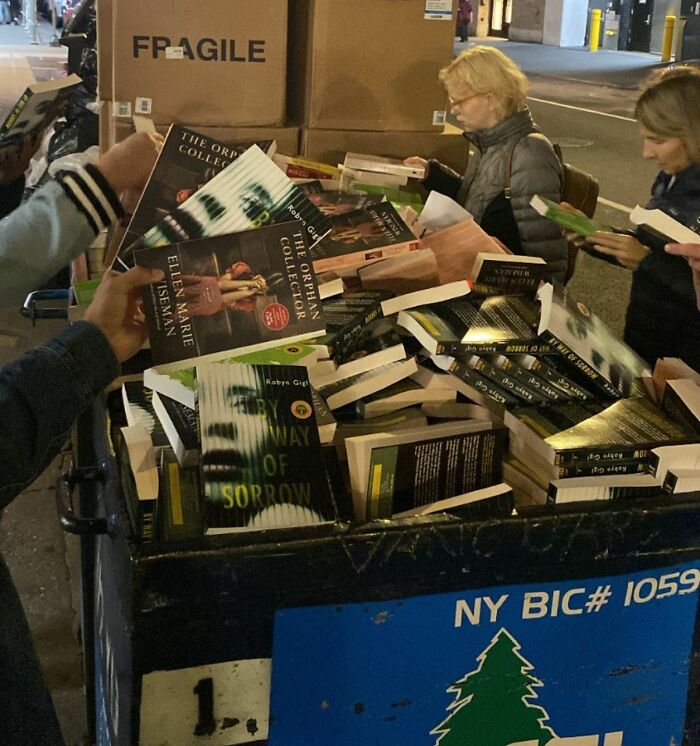 Late Night Book Club!!! Dumpster Full Of Books On 41st Bw 7th And 6th Ave