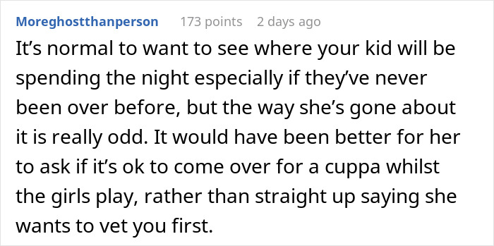 “My Daughter Wants To Have A Sleepover - Her Friend’s Parents Want To Do A Full Inspection” “My Daughter Wants To Have A Sleepover - Her Friend’s Parents Want To Do A Full Inspection”