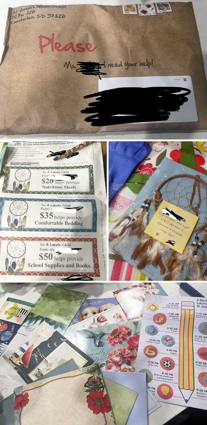 This Package My Mom Got From Some "School" In South Dakota, Begging For Money