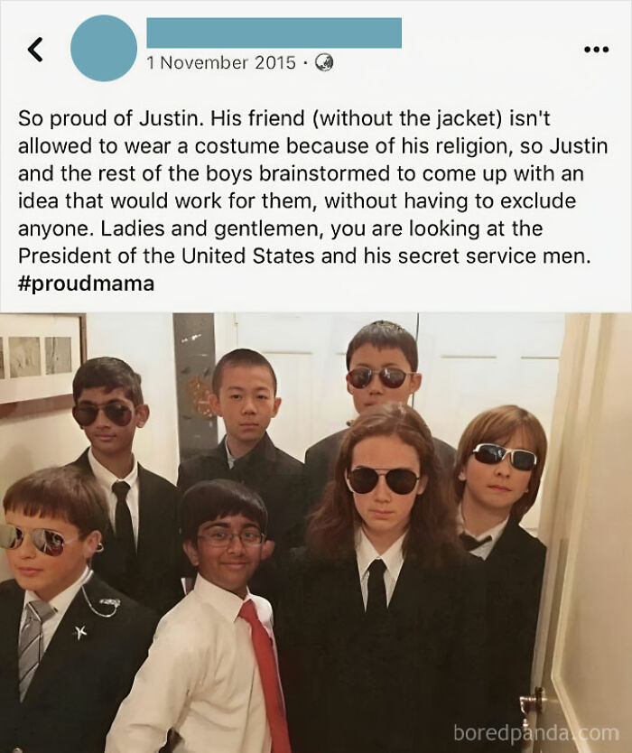Kids dressed humorously as security detail in suits and sunglasses, showcasing a relatable friendship moment.