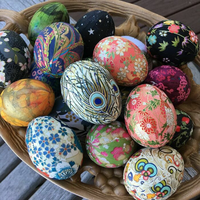 Eggs Decorated With Washi Paper 