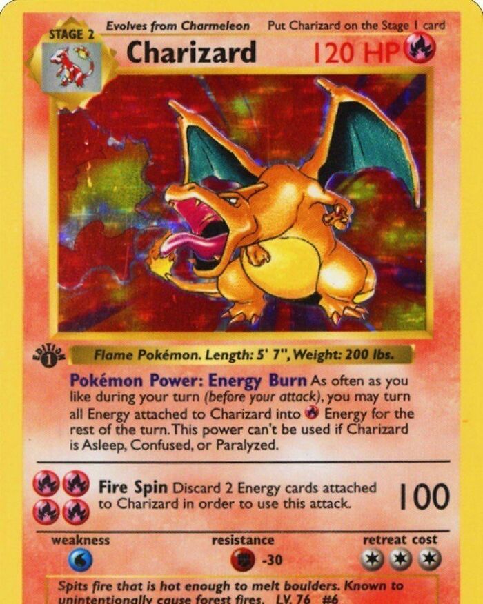 Rare 1st Edition Pokémon Cards (Tcg) Including The Ultra Valuable Shadowless Charizard Card That In Mint Condition Has Over $100k+ Value. The Cards Were First Released In The Us In 1999