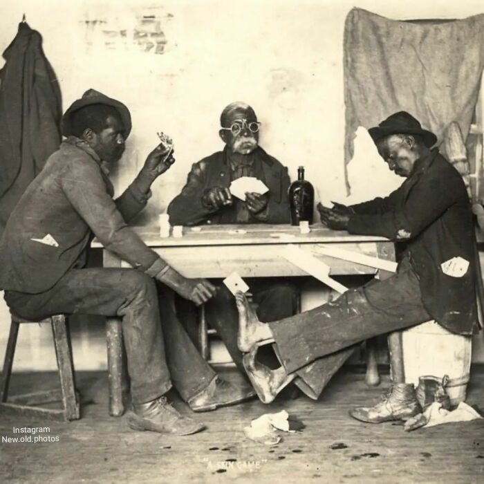 "Called" - The Poker Game C 1898 3 African American Men Playing Cards , Two Are Cheating