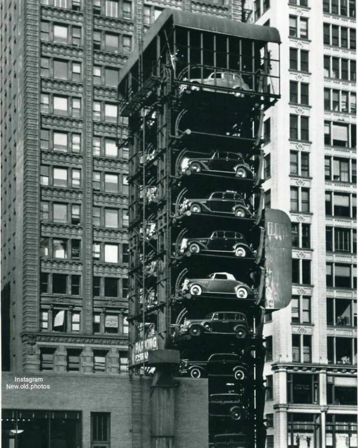 Vertical Parking In Chicago , 1936 ( Car Elevator )