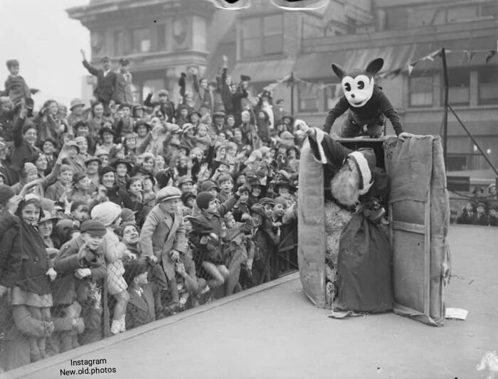 Father Christmas With Mickey Mouse , England , 1935