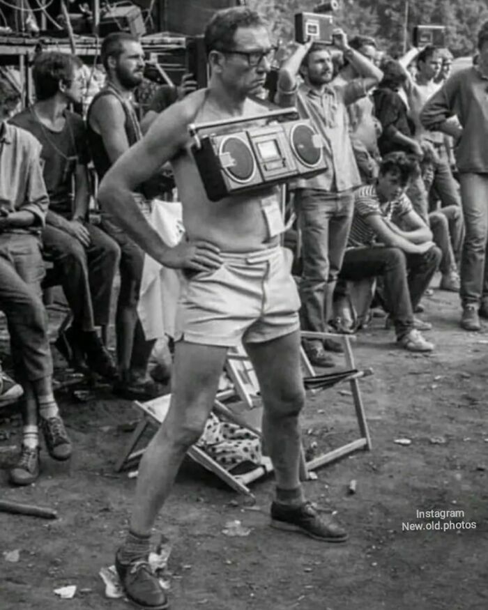 Recording A Concert In The 80’s. A Man Recording A Cassette Tape At A Music Festival In Poland , 1980s