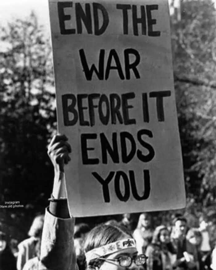 "End The War Before It Ends You" Hippie Protesting The Vietnam War Ca 1960