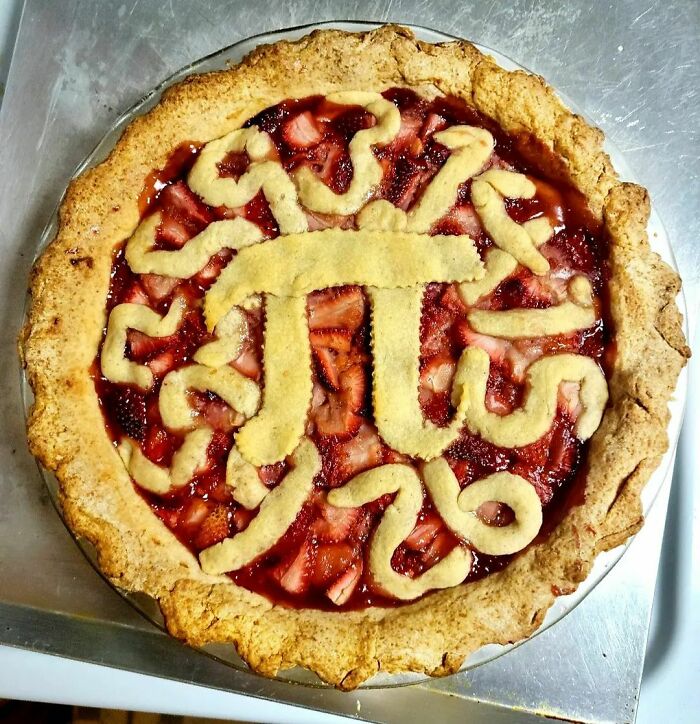 My Pi Day Pie. It's Not My Best, But It Was Fun. I Love A Good Strawberry Pie