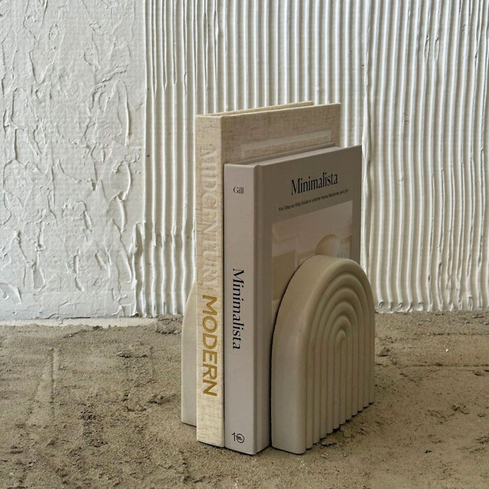 Organize Your Book Collection: Cement Rainbow Arch Bookend - Elegant And Chic Home Decor Accent!