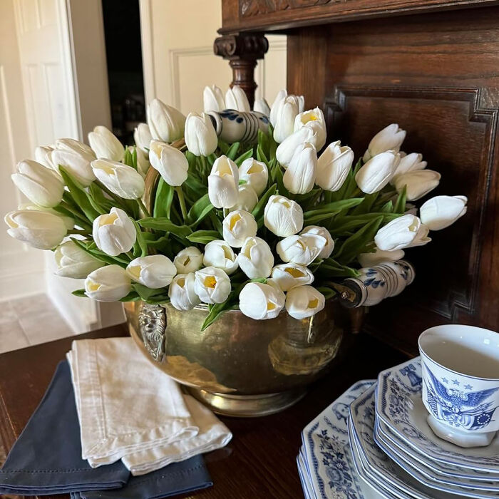 Add A Touch Of Spring To Your Home Decor With Artificial White Tulip Flowers 