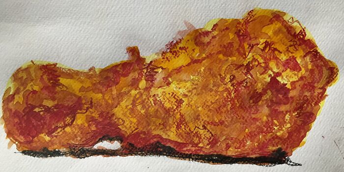 I Copied A Church's Fried Chicken Leg In Watercolor