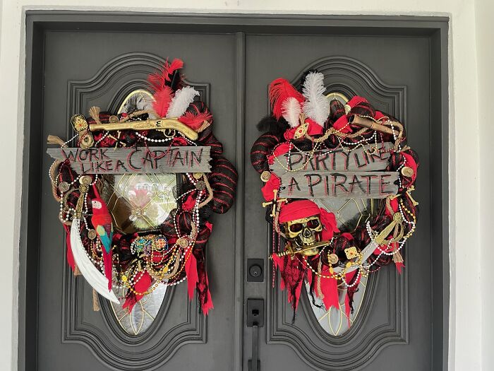 Work Like A Captain, Party Like A Pirate Set Of Door Wreaths