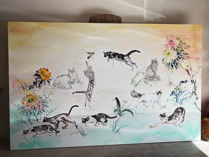 The Largest Cat Painting In The World Is Getting Even Bigger (14 Pics)