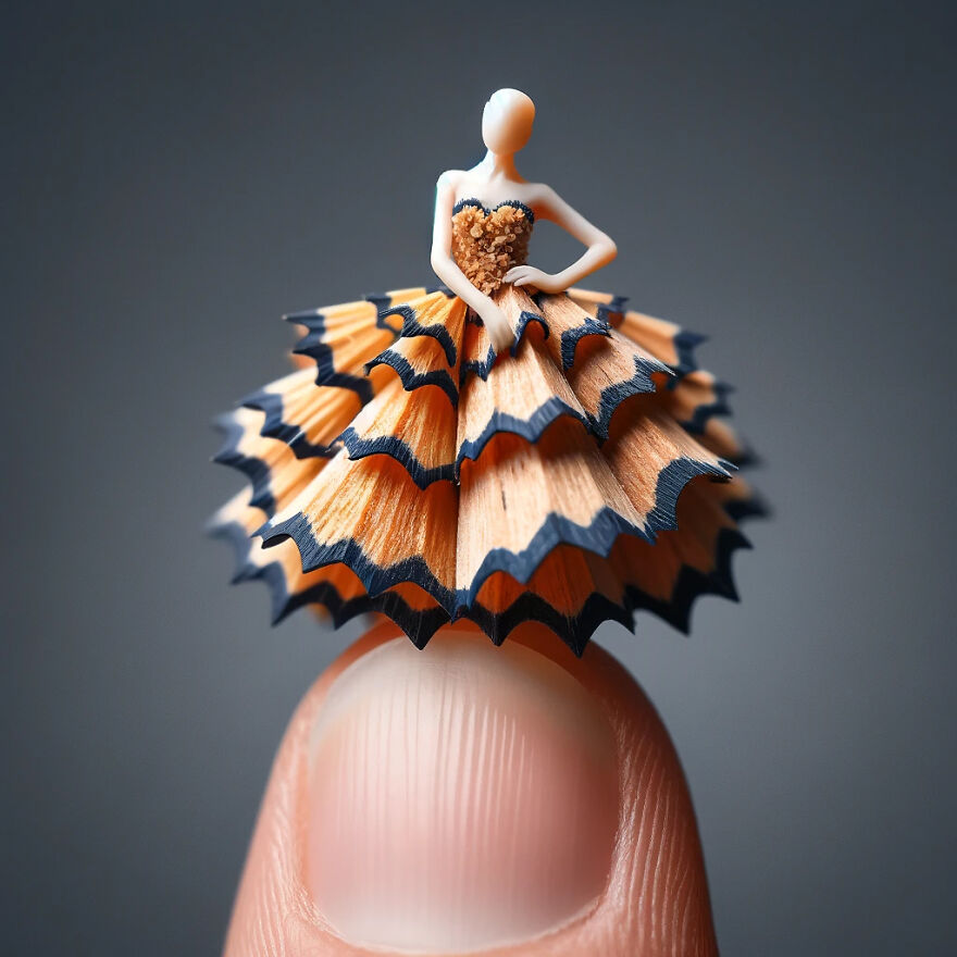 Tiny People Are Using Pencil Shavings To Make A Skirt