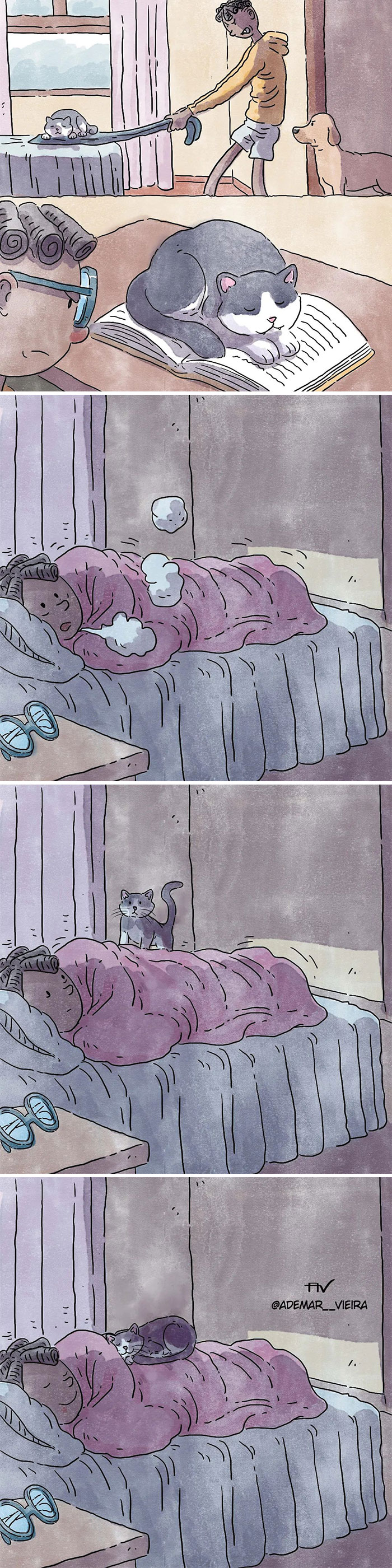 5 Emotivos cómics sobre la vida con un perro y un gato, por Ademar Vieira