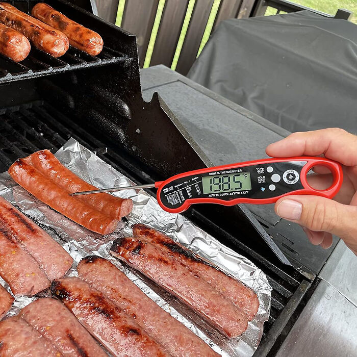 Grill Master Essential: Instant Red Meat Thermometer - Waterproof, Ultra-Fast, Backlit Display, And Calibration Feature!