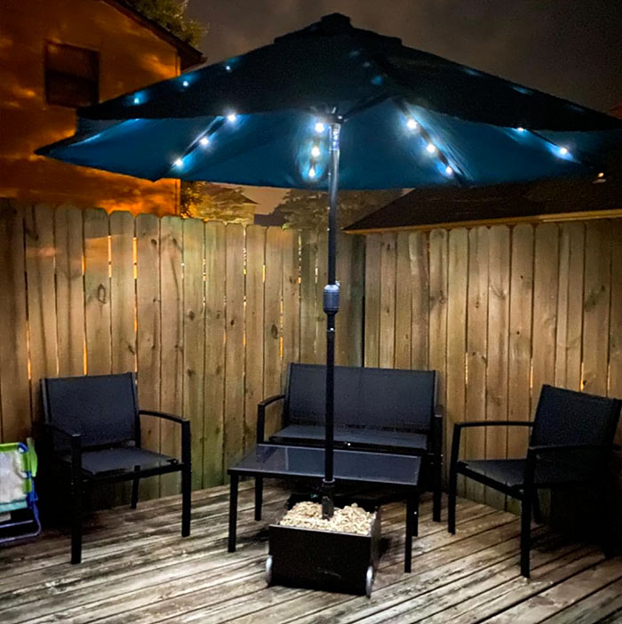  A Solar LED Patio Umbrella To Add That ~Glow~ To Your Evenings And Some Sun-Shield During The Day