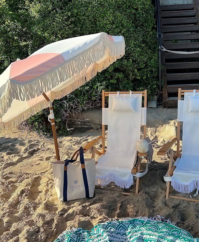 Embrace The California Vibes Without Hitting The Coast With The Chic Summerland Beach Umbrella!