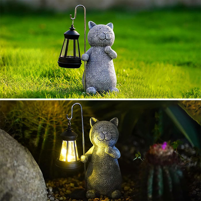 A Whimsical Solar Cat Statue For Every Cat Lover's Garden Or Balcony, Providing A ~Purrfect~ Glow Each Night