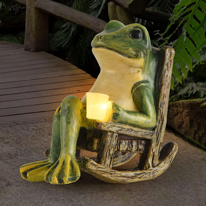 Leap Into The Season With This Funny Frog Figurine To Light Up Your Garden And Warm Your Heart