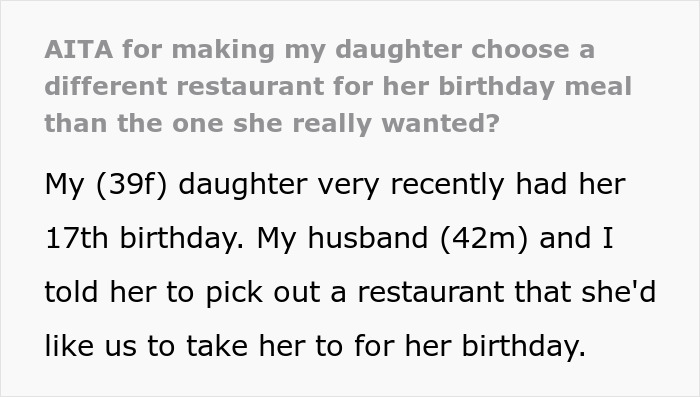 Mom Asks Daughter To Choose Another Restaurant Because Her Brother Can’t Eat There, Gets Slammed