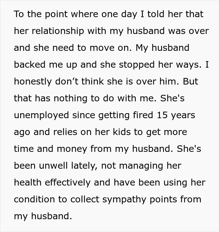 Freeloader Keeps Manipulating Ex Husband Into Helping Her, His Wife Has Enough
