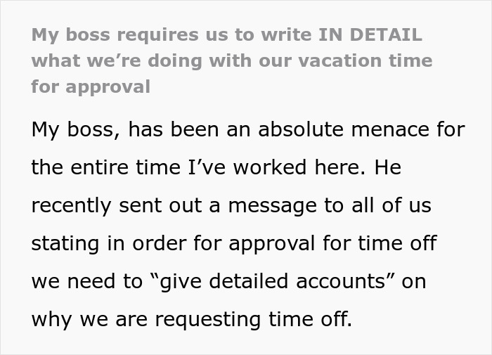 Boss Demands Workers Tell Every Single Thing They’re Doing During A Vacation, Gets Called A Menace