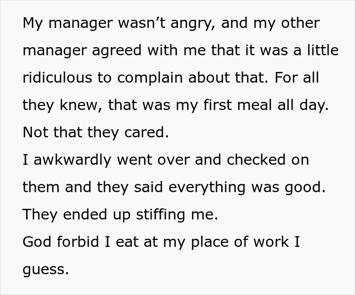 Restaurant Customers Upset At Having To See A Worker Eat At A Table Far Away From Them Restaurant Customers Upset At Having To See A Worker Eat At A Table Far Away From Them