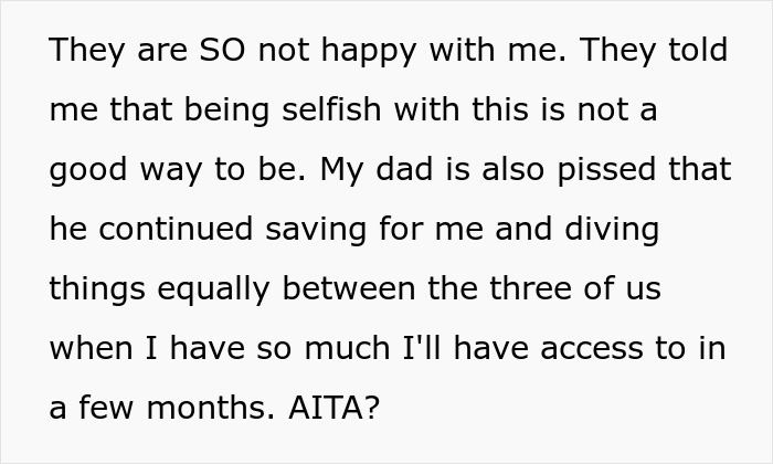 Parents Expect Son To Share His Huge Inheritance With Half-Siblings, Can't Believe He Won't Parents Expect Son To Share His Huge Inheritance With Half-Siblings, Can't Believe He Won't