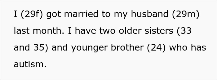 Mother Ruins Daughter’s Wedding By Asking Her To Let Autistic Brother Live With Her And Her Husband Mother Ruins Daughter’s Wedding By Asking Her To Let Autistic Brother Live With Her And Her Husband