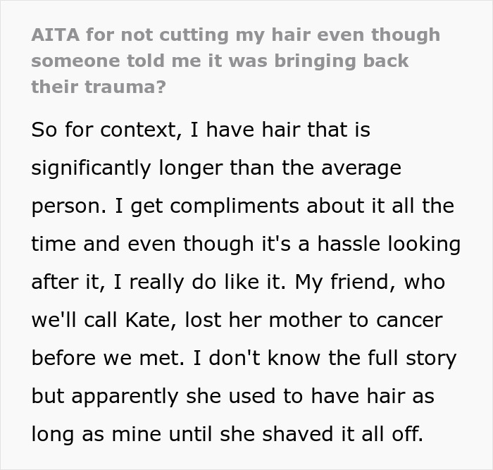 Woman Is Stunned When A Friend Asks Her To Cut Off Her Hair, Claiming It Reminds Her Of Her Trauma