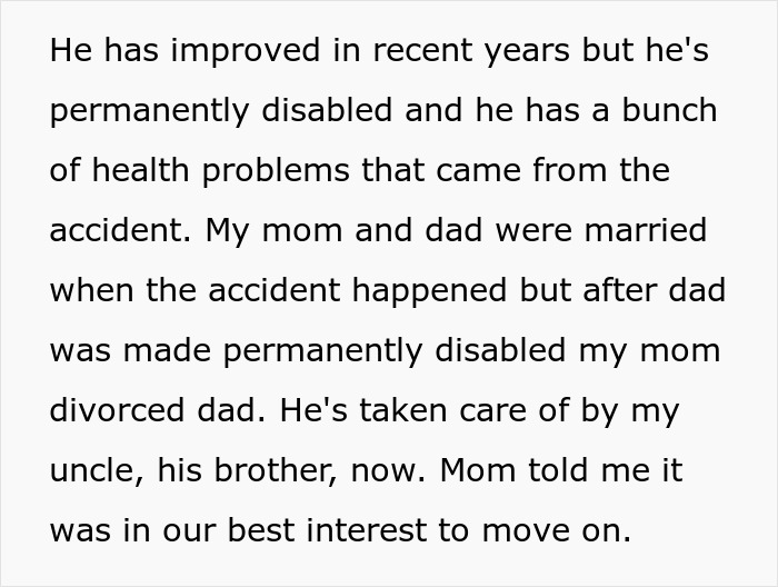 Woman Divorced And Cut Out Husband After An Accident Left Him Disabled, Expects Same From Daughter Woman Divorced And Cut Out Husband After An Accident Left Him Disabled, Expects Same From Daughter