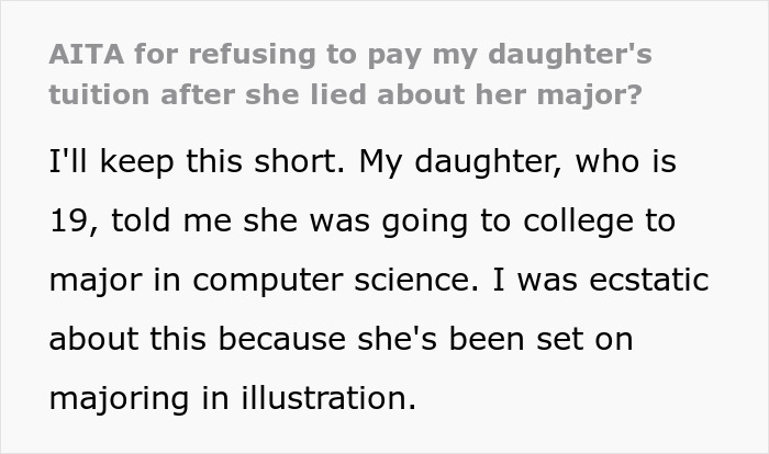 Dad Leaves Daughter High And Dry After Finding Out She Lied About Majoring In Comp Sci