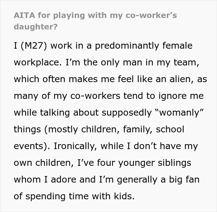 Man Gets Called A 'Pervert' For Hanging Out With Coworker's 7-Year-Old Daughter Man Gets Called A 'Pervert' For Hanging Out With Coworker's 7-Year-Old Daughter