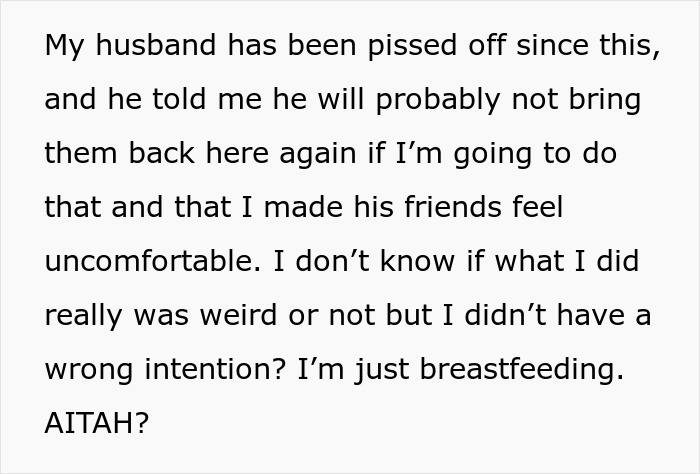 Man Demands Wife Stop Breastfeeding Their Baby In Front Of His Mates, Is Told To ‘Shut Up’ Man Demands Wife Stop Breastfeeding Their Baby In Front Of His Mates, Is Told To ‘Shut Up’