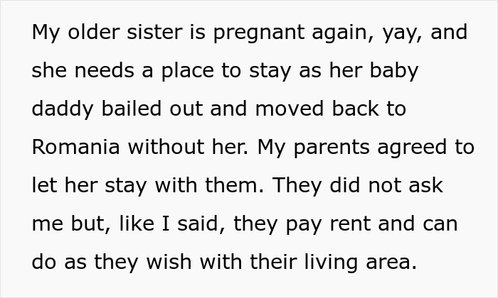 Woman Accommodates Parents To Help Out, They Invite Her Pregnant Sister To Live With Them Woman Accommodates Parents To Help Out, They Invite Her Pregnant Sister To Live With Them
