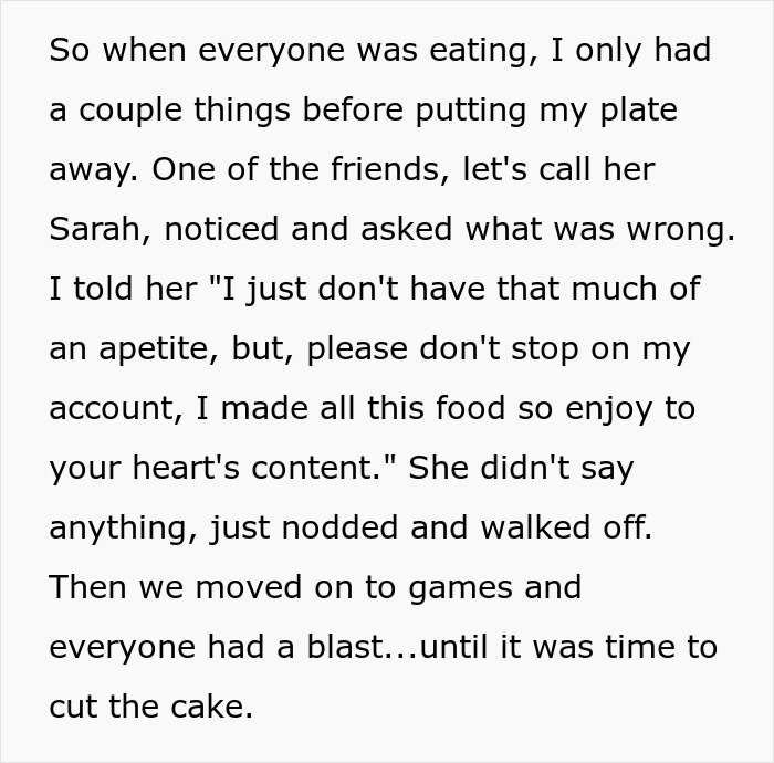 B-Day Dinner Brings Chaos After Woman’s Words That She Can’t Eat Much Cake Get Misunderstood 