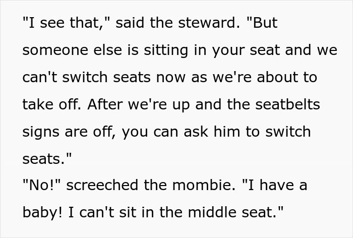 Flight Attendant Loses His Patience With Entitled Mom Who Just "Can't Sit In The Middle"