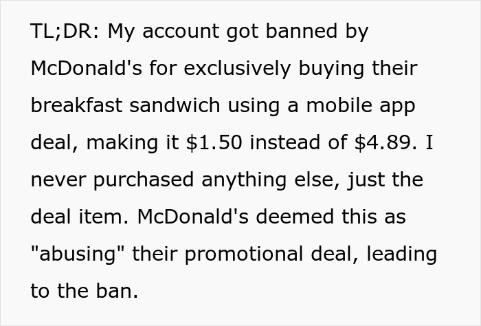 Guy Enjoys $1.50 McDonald’s Breakfast Sandwiches For Months, Comes To Find He’s Been Banned Guy Enjoys $1.50 McDonald’s Breakfast Sandwiches For Months, Comes To Find He’s Been Banned