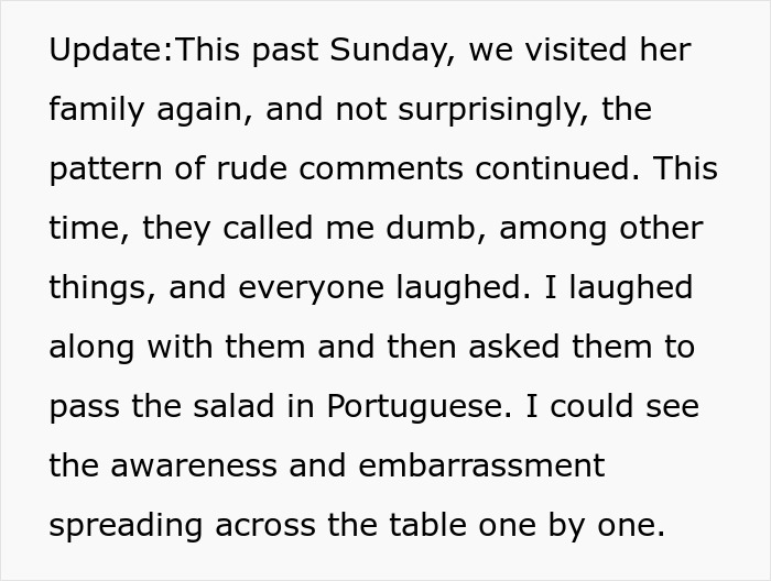“Pass The Salad”: Silence Settles As Family Realize Woman’s BF Understood Their Insults Toward Him “Pass The Salad”: Silence Settles As Family Realize Woman’s BF Understood Their Insults Toward Him