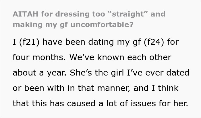 Woman’s GF Yells At Her For Wearing Dress And Having Long Hair, Relationship Is Put Into Question