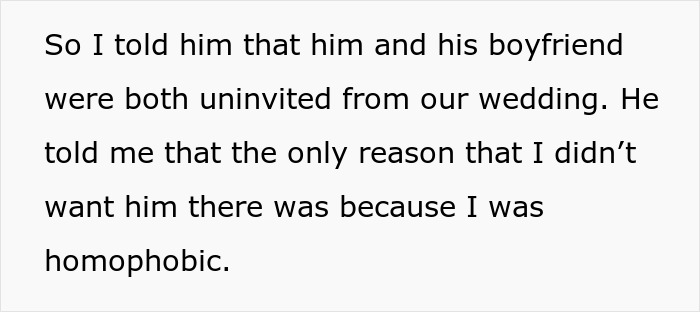 "AITA For Uninviting My Gay Brother And His Boyfriend To My Wedding?" "AITA For Uninviting My Gay Brother And His Boyfriend To My Wedding?"