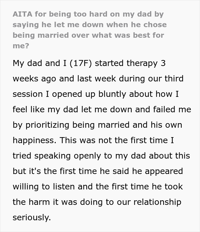 Daughter Blames Father For Letting Her Down After Choosing His Stepfamily Over Her